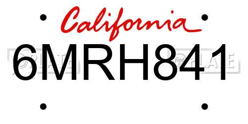 6MRH841 California License Plate