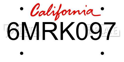 6MRK097 California License Plate