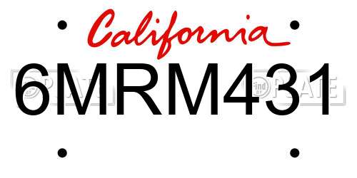 6MRM431 California License Plate