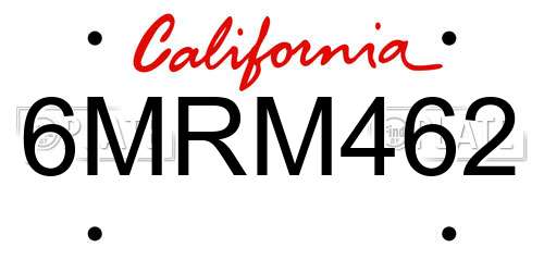 6MRM462 California License Plate