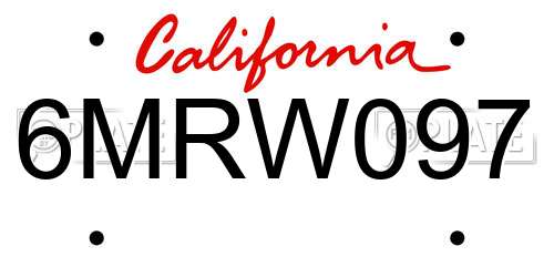 6MRW097 California License Plate