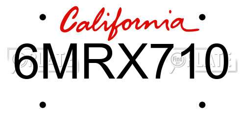 6MRX710 California License Plate