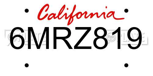 6MRZ819 California License Plate