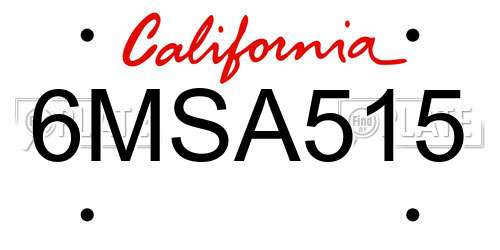 6MSA515 California License Plate