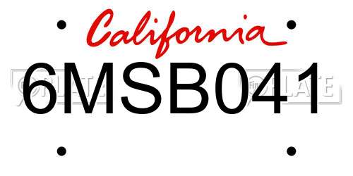 6MSB041 California License Plate