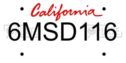 6MSD116 California License Plate