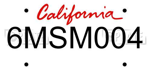 6MSM004 California License Plate