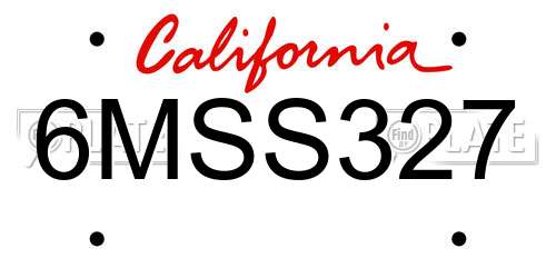 6MSS327 California License Plate