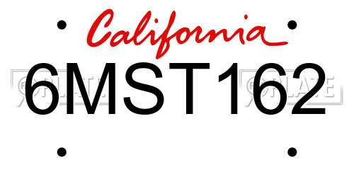 6MST162 California License Plate