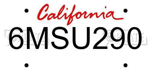 6MSU290 California License Plate