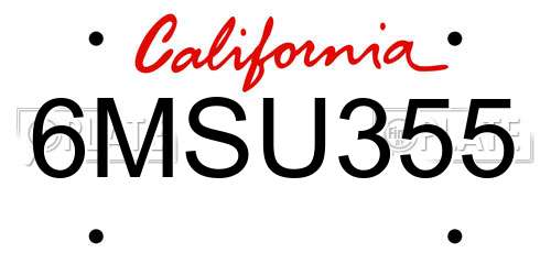 6MSU355 California License Plate