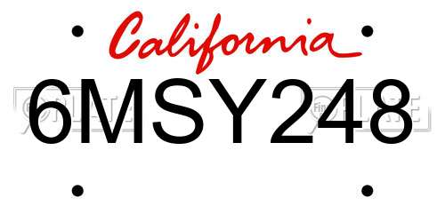 6MSY248 California License Plate