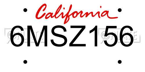 6MSZ156 California License Plate