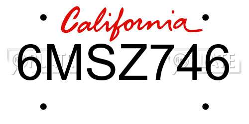 6MSZ746 California License Plate