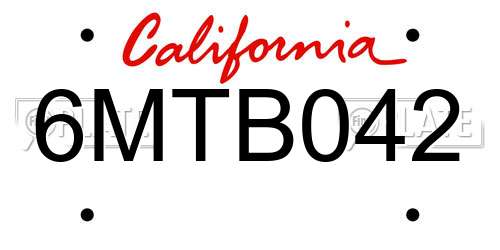 6MTB042 California License Plate