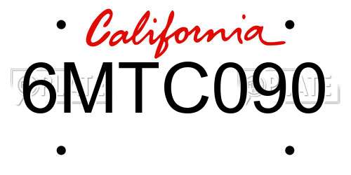 6MTC090 California License Plate