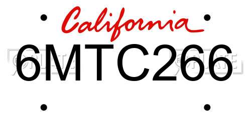 6MTC266 California License Plate