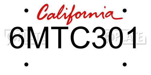 6MTC301 California License Plate