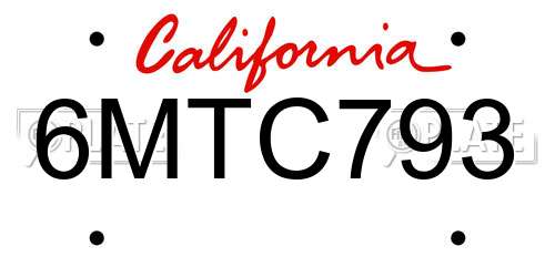 6MTC793 California License Plate