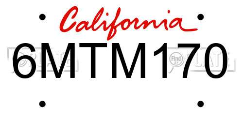 6MTM170 California License Plate