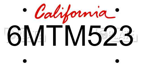 6MTM523 California License Plate