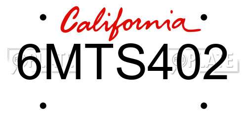 6MTS402 California License Plate
