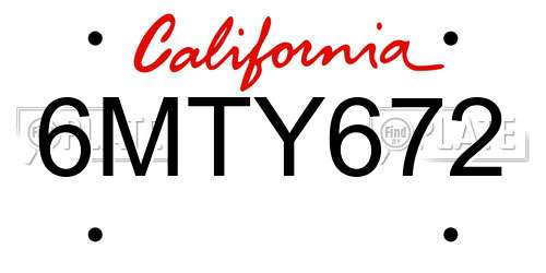 6MTY672 California License Plate