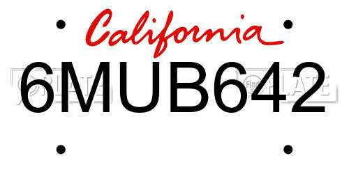 6MUB642 California License Plate