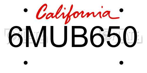 6MUB650 California License Plate