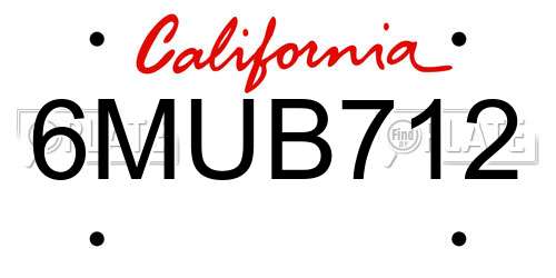 6MUB712 California License Plate