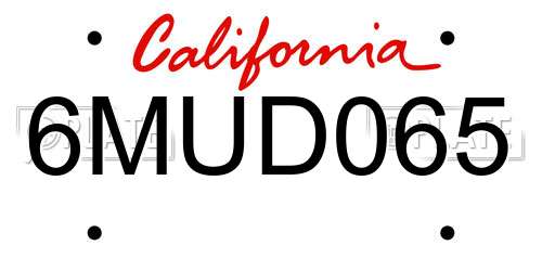 6MUD065 California License Plate