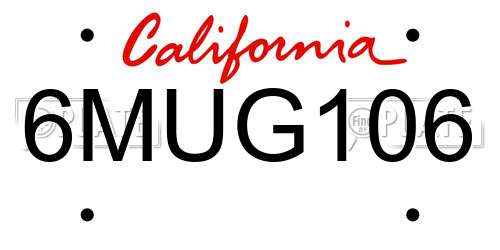 6MUG106 California License Plate