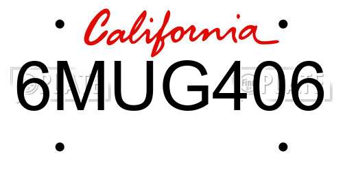 6MUG406 California License Plate
