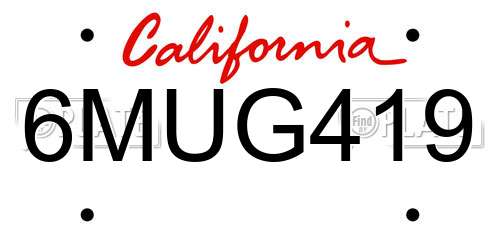 6MUG419 California License Plate
