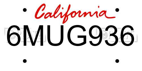 6MUG936 California License Plate