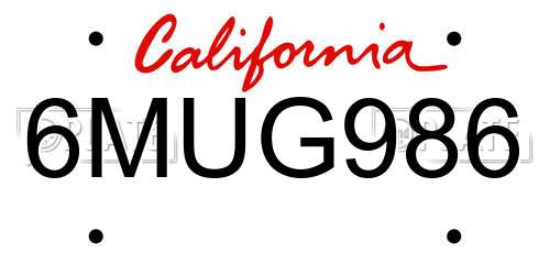 6MUG986 California License Plate