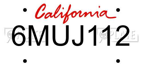 6MUJ112 California License Plate