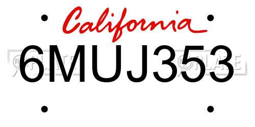 6MUJ353 California License Plate
