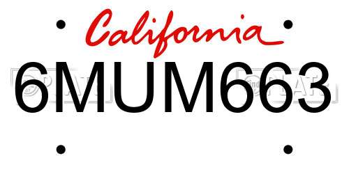 6MUM663 California License Plate