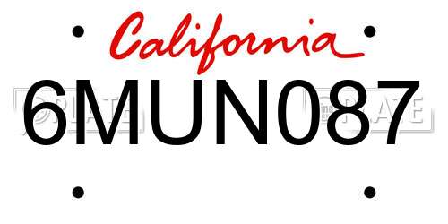 6MUN087 California License Plate