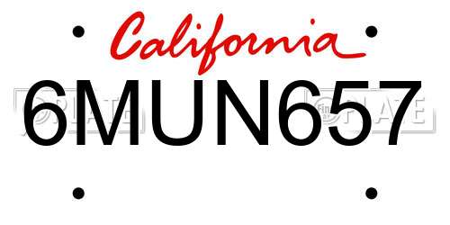 6MUN657 California License Plate