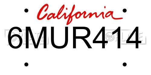 6MUR414 California License Plate