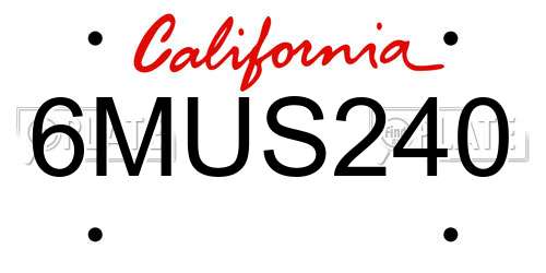 6MUS240 California License Plate