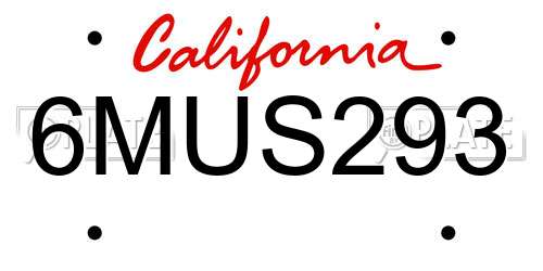 6MUS293 California License Plate