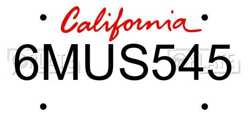 6MUS545 California License Plate