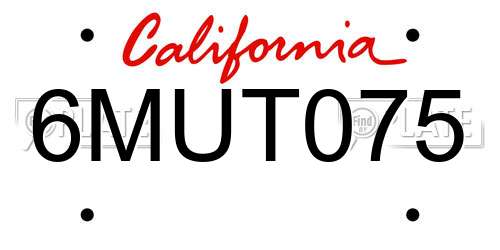 6MUT075 California License Plate