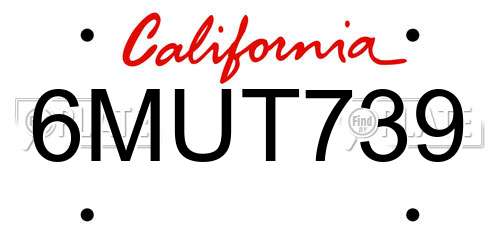 6MUT739 California License Plate