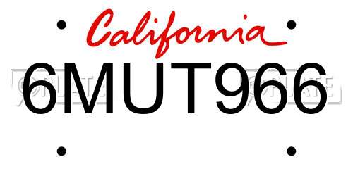 6MUT966 California License Plate