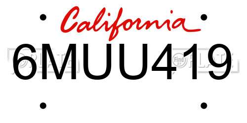 6MUU419 California License Plate