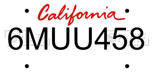 6MUU458 California License Plate